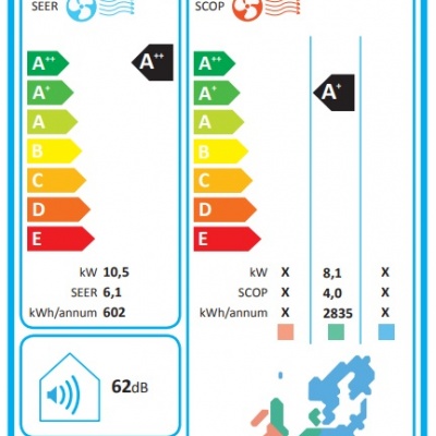 Stropní splitová klimatizace RVD 1055 DC (10,5 kW)